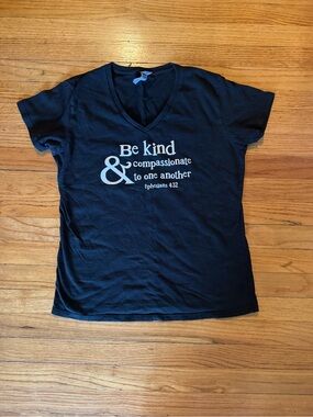 Black Fitted Bible Text V Neck T Shirt